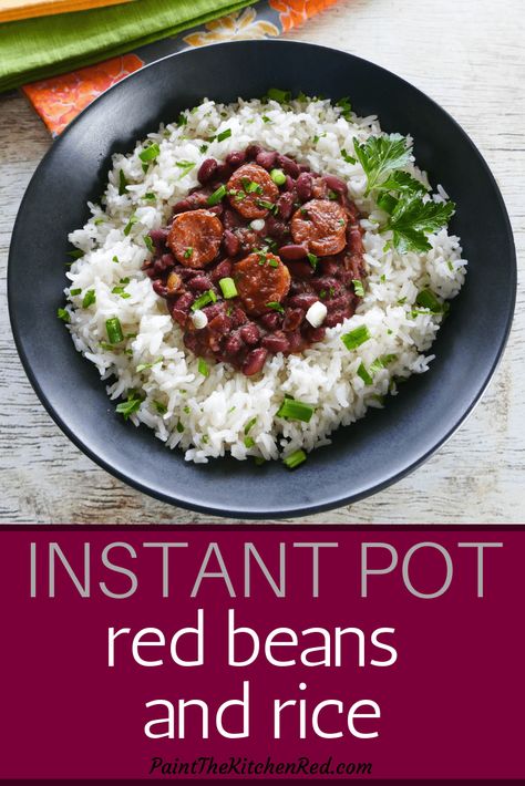 Instant Pot Red Beans and Rice is an authentic New Orleans recipe that will be very popular at your next gathering.  It tastes as though you've cooked it for hours, and tastes even better the next day.  Perfect for feeding a crowd, this recipe is so simple.  I've given instructions for using dried beans if you don't have time to soak. Best Instapot Recipes, Red Beans N Rice Recipe, New Orleans Recipes, Red Beans And Rice, Ham Hock, Dry Beans, Beans And Rice, Best Instant Pot Recipe, Healthy Instant Pot Recipes