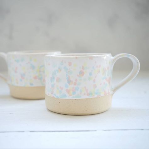 Pastel Confetti, Herb Markers, Stoneware Pottery, Potters Wheel, Pastel Shades, Pink Turquoise, White Glaze, Pottery Mugs, Unique Charms