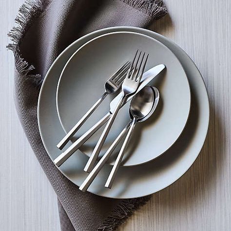 Modern Flatware Sets: Silverware & Place Settings | Crate & Barrel Craft Bowls, Silverware Place Setting, Warm Minimalism, Modern Flatware, Grain Bowls, Dishware Sets, Bowl Sets, Flatware Patterns, Steel Plates