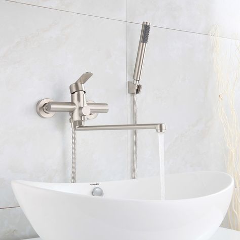 Steel Bathtub, Bathtub Spout, Wall Faucet, Plating Techniques, Coastal Dining, Bathtub Walls, Tub Spout, Modern Shower, Bath Faucet