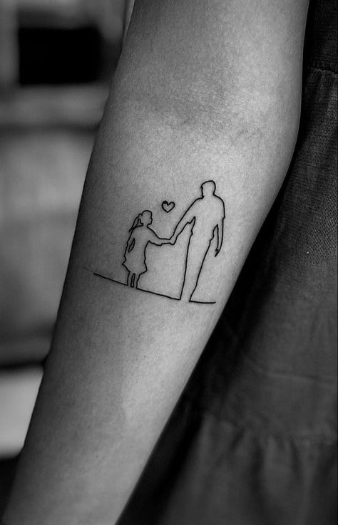 Tattoos For Fathers With Daughters, Matching Father Daughter Tattoos Small, Stepdad Tattoo Ideas, Dad Daughter Tattoos Matching, Father Daughter Tattoos Ideas, Tattoo Father And Daughter, Father And Daughter Tattoo Design, Daddy Tattoos For Daughter, Father And Daughter Tattoo