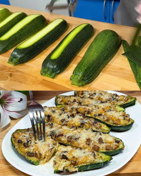 Made by Isabella Baked Stuffed Zucchini, Recipe For Zucchini, Dinner Ingredients, Garlic Cheese Bread, Stuffed Zucchini, Zucchini Fries, Watermelon Salad, Instant Pot Dinner Recipes, Chickpea Salad