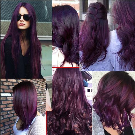 Eggplant Colour, Hair With Purple, Dark Purple Hair Color, Purple Brown Hair, Hair Dye Brands, Violet Hair Colors, Hair Color Plum, Dark Purple Hair, Plum Hair