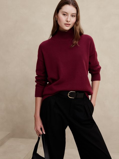 Perfectly Soft Turtleneck Sweater | Banana Republic Factory Kibbe Soft Dramatic Sweaters, True Winter Clothes, Winter Moodboard, Concert Attire, Holiday 2024, Arm Cuffs, Sweater Turtleneck, Dark Autumn, 2024 Style