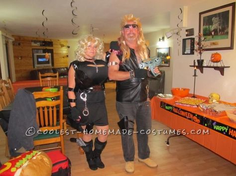 Supersized Beth and Dog the Bounty Hunter Couple Halloween Costume Couple Halloween Costume, Dog The Bounty Hunter, Holloween Costume, Homemade Costumes, Costume Contest, Adult Halloween Costumes, Black Gloves, Couple Halloween, Bounty Hunter