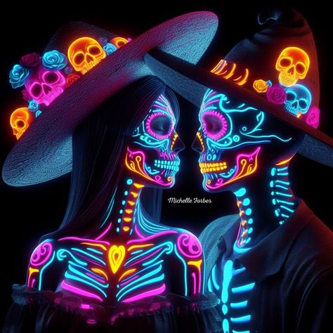 Neon Body Painting, Glow In The Dark Costume, Neon Skeleton, Dark Costumes, Neon Paint, Neon Painting, Skull Artwork, Skull Makeup, Halloween Make Up