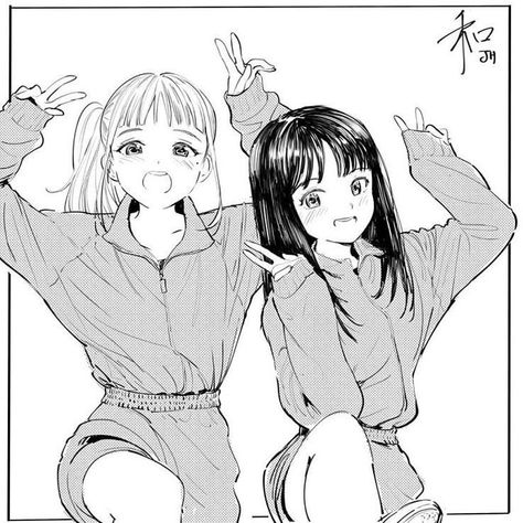 Girl Friends Manga, Friends Sketch, 8bit Art, Anime Friendship, Best Friend Poses, Anime Sisters, Drawings Of Friends, Friend Anime, Friend Poses