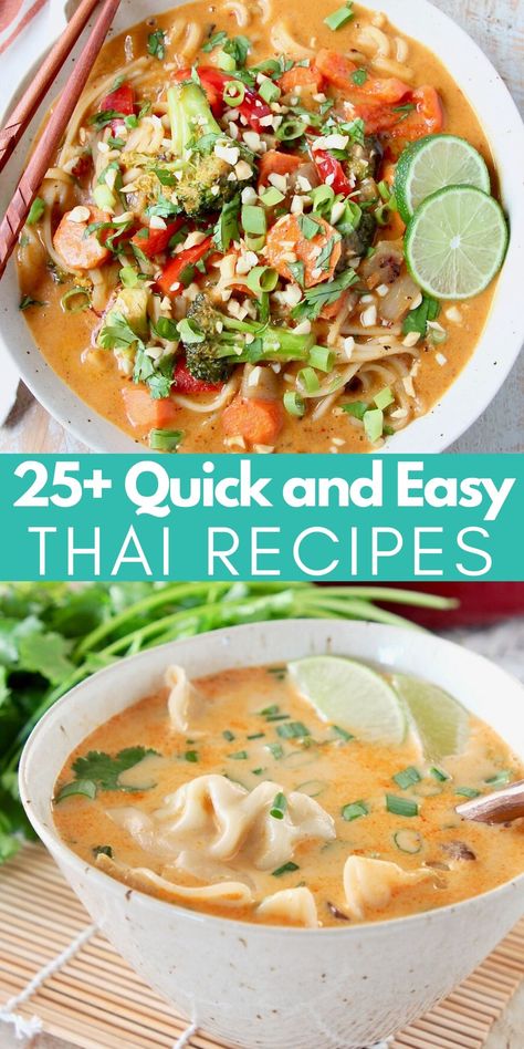 Thai Chicken Rice Recipes, Curry Pad Thai Recipe, Pad Thai Soup Recipes, Easy Thai Dishes, Quick Thai Recipes, Easy Thai Dinner Recipes, Easy Thai Dinner, Thai Food At Home, Thai Meal Ideas