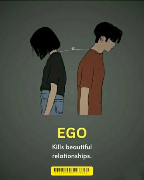 Ego kills beautiful relationships.... . . . Follow :-@writebookofficial for more. . . . #relationshipadvice #relationshipquote #relationshipfacts #instadaily #dailyquotes #exploremore Relationship Facts, Official Account, Daily Quotes, Relationship Advice, Relationship Quotes, Quotes, Quick Saves