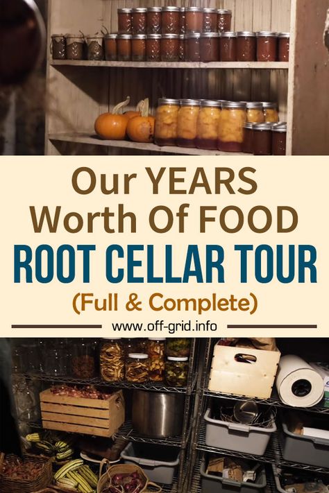 Our YEAR'S Worth Of FOOD – Root Cellar Tour (Full & Complete!) - Off-Grid Canning Shelves, Root Cellars, Emergency Prepardness, Cracker Cookies, Root Cellar, Prepper Survival, Home Canning, Food Pantry, Baking Supplies