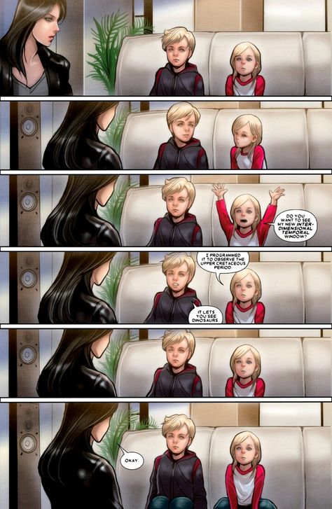 Laura Babysitting Franklin And Valeria Richards X-23 Comic, Valeria Richards, Couples Dynamics, Laura Kinney, Xmen Comics, Kitty Pryde, Emma Frost, Marvel Comics Art, Comics Art