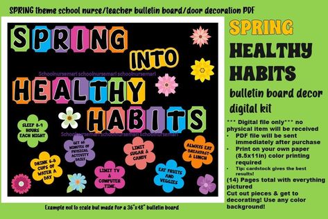 Office Bulletin Board Ideas, Graduation Bulletin Board, School Counseling Office Decor, Dorm Bulletin Boards, April Bulletin Boards, Nurse Bulletin Board, Health Bulletin Boards, Office Bulletin Boards, Kids Bulletin Boards