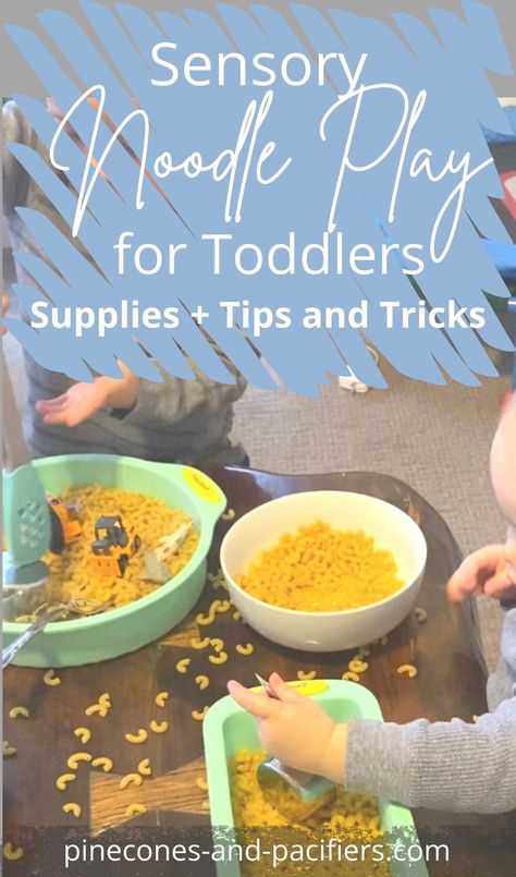 Step to make a fun and easy noodle play sensory activity for toddlers. Gather your supplies, fill with dry pasta, add extra toys and encourage your toddlers to play! Learn about the supplies, tips, and tricks. #toddleractivities #toddlerplay #sensoryplay Pasta Sensory Play, Sensory Activity For Toddlers, Dry Pasta, Indoor Activities For Toddlers, Activity For Toddlers, Easy Toddler Activities, Baby Sensory Play, Food Play, Sensory Activities Toddlers