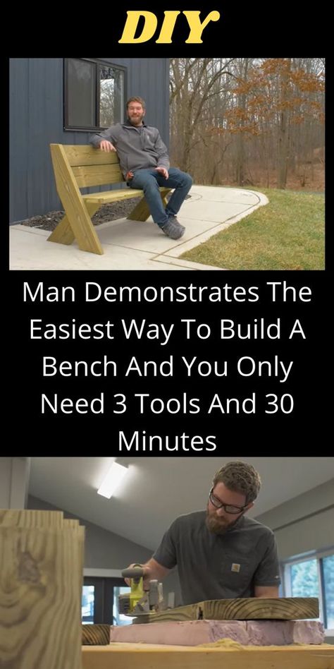 Build Bench, Build A Bench, Diy Bench Outdoor, Diy Handyman, Diy Hack, Free Woodworking Plans, Diy Bench, Backyard Diy Projects, Built In Bench