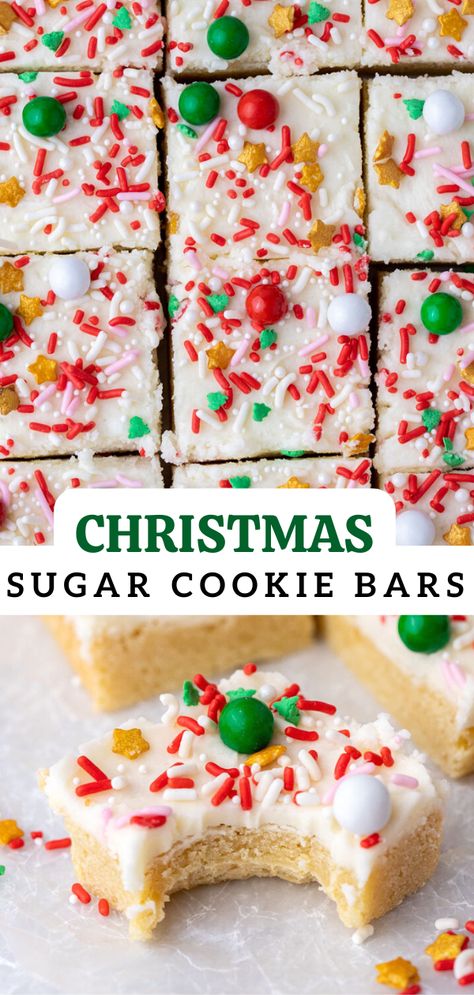 Christmas Sugar Cookie Bars, Sugar Cookie Bar Recipe, Lifestyle Of A Foodie, Christmas Sugar Cookie, Christmas Baking Cookies, Christmas Baking Recipes, Sugar Cookie Bars, Christmas Food Desserts, Xmas Cookies