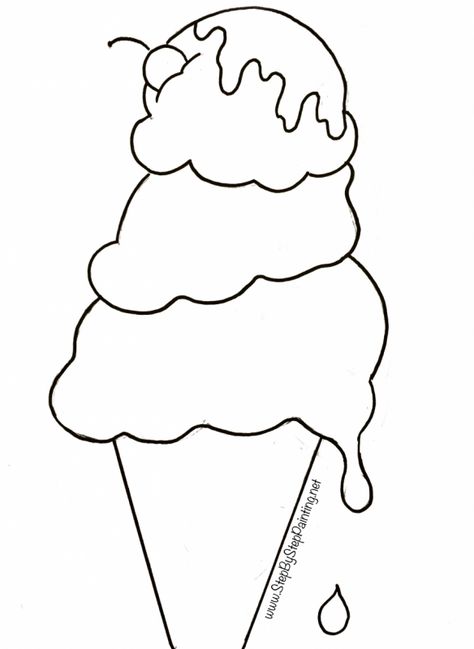 Ice Cream Cone Painting - Step By Step Tutorial For Beginners Ice Cream Cone Drawing, Ice Cream Painting, Love Birds Painting, Peacock Painting, Canvas Paint, Kids Canvas, Summer Painting, Painting Templates, Easy Canvas Painting