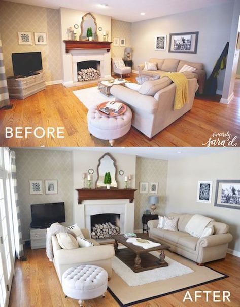 Tired of looking at the same four walls? Here are 7 easy and affordable ways to update the family room Living Room Transformation, Small Living Room Layout, Rearranging Furniture, Living Room Furniture Arrangement, Living Room Arrangements, Gallery Wall Living Room, Dining Room Makeover, Living Room Update, Room Update