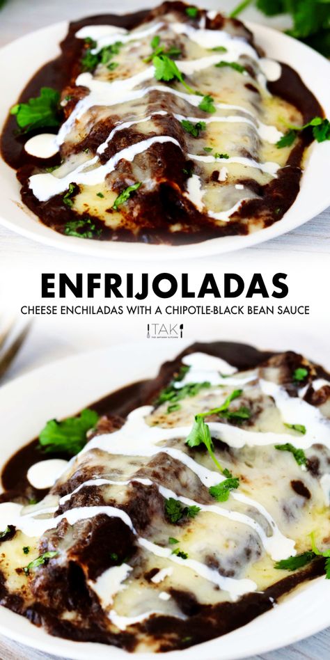 Black Bean Main Dish Recipes, Recipes With Black Bean Sauce, Fancy Mexican Dinner, Black Bean Recipes Mexican, Thug Kitchen Recipes, Mexican Food Recipes Vegetarian, Enfrijoladas Recipe, Black Bean Chipotle, Mushroom Enchiladas