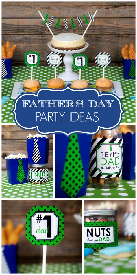 This blue and green Father's Day party features preppy ties and snacks for dad! See more party ideas at CatchMyParty.com Fathers Day Theme Ideas, Fathers Day Theme, Father's Day Party, Day Party Ideas, Creepy Movies, Father's Day Diy, Fathers Day Crafts, Decoration Inspiration, Day Party