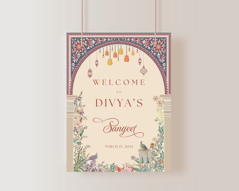 Welcome To Wedding Board, Sangeet Welcome Sign, Indian Wedding Events, Beautiful Wedding Decor, Indian Wedding Receptions, Sign Fonts, Calligraphy Signs, Digital Invitations Wedding, Invitations Design