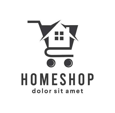 Store Logo Design Ideas, Kd Logo, Shopping Cart Logo, House Symbol, Cart Logo, Shop Cart, Logo House, Housewares Store, Logo Home