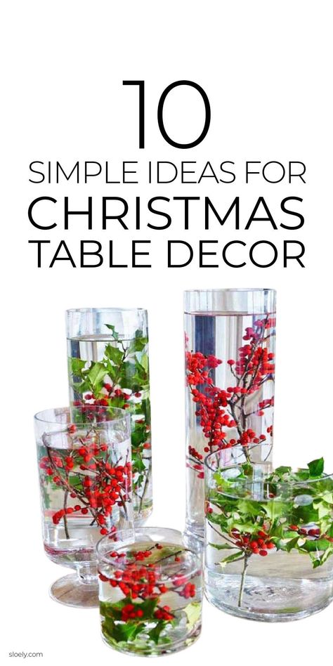 Simple Christmas Centerpieces For Table, Easy Christmas Table Decorations, Easy Christmas Table Centerpieces, Easy Christmas Table, Christmas Dining Table Decorations, Seasonal Centerpieces, Christmas Table Decor Ideas, Christmas Party Centerpieces, Christmas Centerpieces Cheap