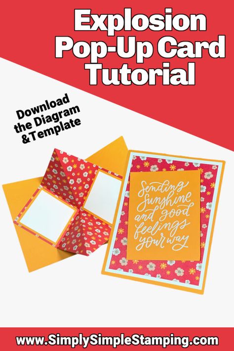 Explosion Card Tutorial How To Make, Explosion Card Tutorial, Interactive Greeting Cards, Explosion Cards, Explosion Card, Simply Simple Stamping, Birthday Cards For Mother, Greeting Card Video, Folding Cards