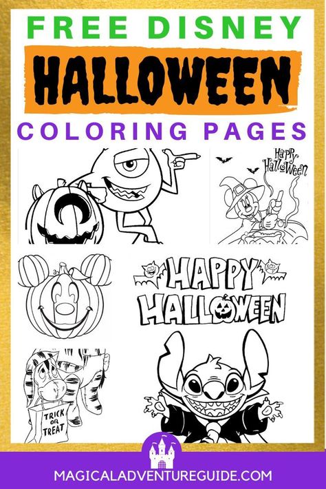 If you're looking for some fun Disney Halloween coloring pages for your kids (or yourself!), we've gathered the best ones! These free printable coloring sheets are a great way to add some festivity to Halloween this year. Disney Villains Coloring Page, Free Disney Halloween Coloring Pages, Disney Halloween Printables Free, Disney Halloween Printables, Halloween Disney Coloring Pages, Stitch Halloween Coloring Pages, Disney Halloween Drawings, Disney Coloring Sheets Free Printables, Disney Button Art