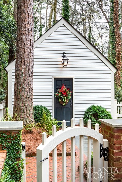 Source: Atlanta Homes & Lifestyles  | Beth Ervin Interior Design  | Norman Askins Architect  | Jeff Herr Photography | Jonathan Bussell Landscape Design          The halls are decked and the garland is hung in this gorgeous Beth Ervin designed home perfect for entertaining. Step inside, stay a while–and don’t miss the most cleverly disguised wine cellar we believe we’ve ever seen! Atlanta Homes Magazine, Williamsburg Houses, Window Rods, Heart Pine Flooring, Permanent Residence, Laundry Appliances, Garden Sheds, Atlanta Homes, Southern Home