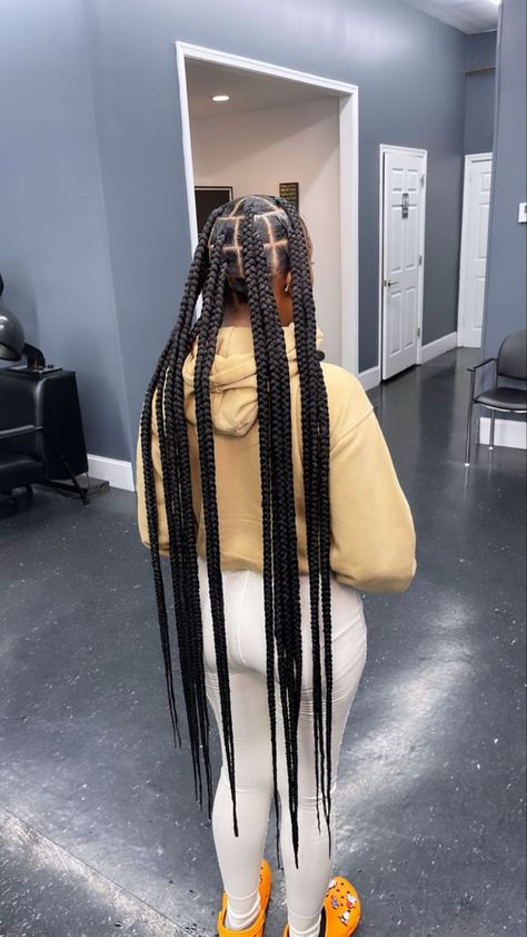 Jumbo Long Braids, Extra Large Knotless Box Braids, Long Jumbo Box Braids, 6 Jumbo Box Braids, Long Jumbo Braids, Large Box Braids, Braiding Hairstyles, Quick Braids, Braid Videos