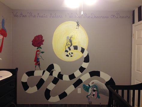 Beetlejuice Nursery Theme, Tim Burton Nursery Theme, Beetlejuice Nursery, Tim Burton Nursery, Nbc Nursery, Tim Burton Room, Nightmare Before Christmas Nursery, Jack Skelton, Tim Burton Movies