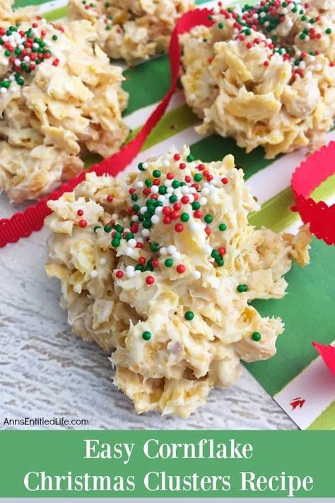 Cornflake Haystacks, Clusters Recipe, Easy Christmas Candy Recipes, 4 Ingredient Recipes, Xmas Treats, Easy Christmas Treats, Christmas Baking Recipes, Candy Recipes Homemade, Christmas Candy Recipes