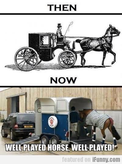 I've got a sneaking suspicion that horses were the brains behind the whole invention of cars... Funny Horse Memes, Then And Now Pictures, Horse Jokes, Funny Horses, Funny Horse, Horse Quotes, Horse Love, A Horse, Bones Funny