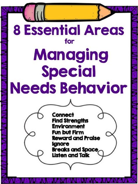 Managing special needs behavior is quite different than managing behavior in a general education classroom, and therefore, it requires different areas of focus and different skills. This guest blogger shares eight essential areas that must be in focus for managing special needs behavior. Special Education Behavior, Behaviour Strategies, Classroom Behavior Management, Behaviour Management, Special Needs Students, Special Education Resources, Behaviour Chart, Classroom Behavior, Behavior Management