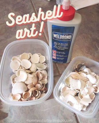 Making Things With Sea Shells, How To Store Shells, How To Make Seashell People, Large Sea Shells Ideas, How To Make Sea Shell People, Sea Shell Diy Decor Wall Art, Art With Shells Seashells Diy Ideas, Pictures Made With Shells, Diy Shell Art On Canvas