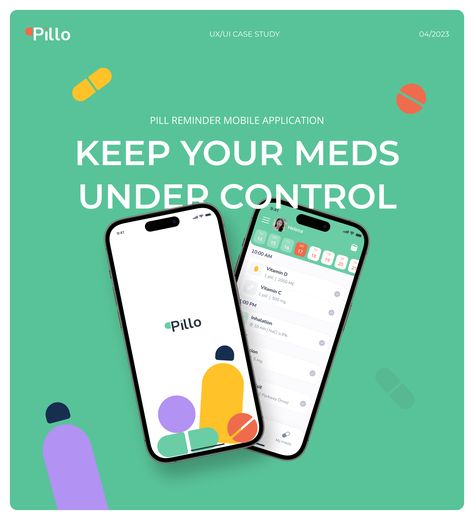 Pill reminder mobile app UX/UI case study Pill Reminder App, Ui Case Study, Reminder App, Pill Reminder, App Ui Design, Design Ui, Mobile Ui, Ux Ui, App Ui