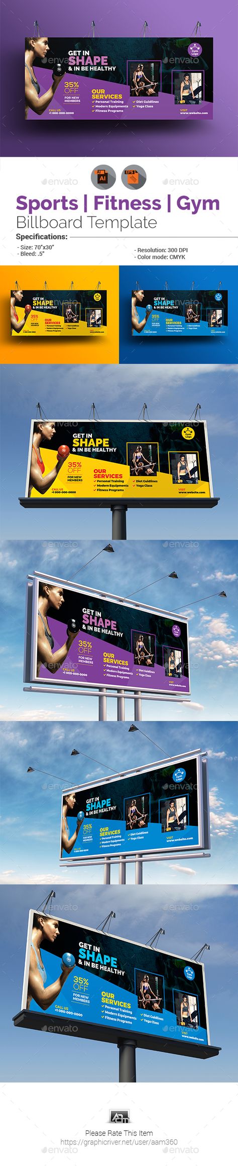 Sports | Fitness | Gym Billboard Template Vector EPS, AI Illustrator Gym Billboard Design, Gym Ads, Billboard Template, Hoarding Design, Banners Design, Gym Poster, Retail Inspiration, Billboard Design, Banner Ideas