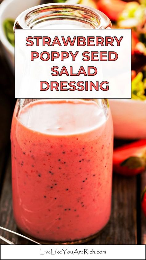 This Strawberry Poppy Seed Salad Dressing is a delicious salad dressing and is easy to make. It pairs especially well with my Summer Strawberry Spinach Salad Strawberry Poppy Seed Salad, Poppy Seed Salad Dressing, Poppy Seed Salad, Strawberry Salad Dressing, Strawberry Spinach Salad, Seed Salad, Delicious Salad Dressings, Strawberry Spinach, Poppy Seed Dressing