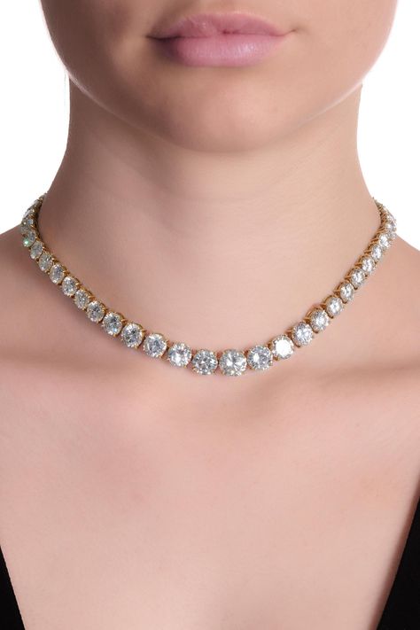 Diamond rivière necklace | Magnificent Jewels and Noble Jewels | Jewelry | Sotheby's Antique Coin Necklace, Pearl And Diamond Necklace, Antique Coins, Coin Necklace, Rock Crystal, Natural Pearls, Cultured Pearls, Brilliant Cut Diamond, Diamond Necklace