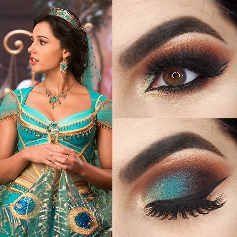 Jasmine Eye Makeup, Jasmine Princess Makeup, Jasmine Makeup Princess, Disney Makeup Looks, Cabaret Makeup, Princess Jasmine Makeup, Jasmine Makeup, Disney Eye Makeup, Disney Inspired Makeup