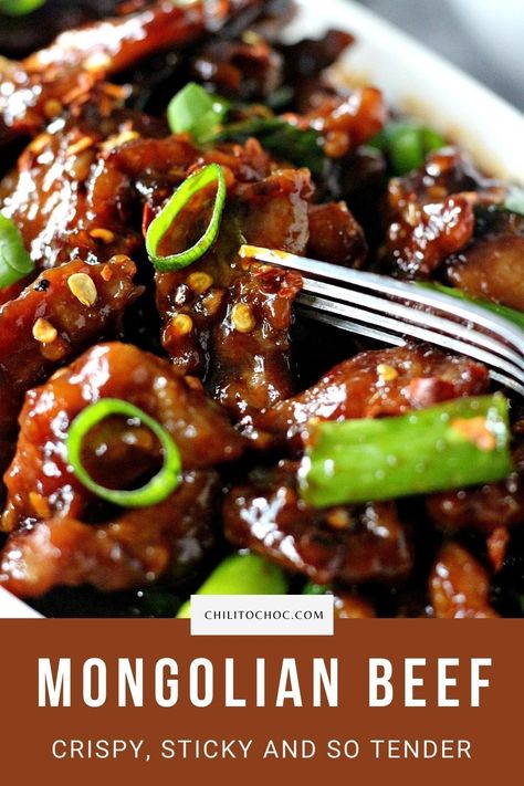 Spicy Crispy Beef Chinese, Crispy Sticky Beef, Mongolian Beef Recipe Authentic, Cube Steak Mongolian Beef, Magnolias Beef, Mongolian Beef Marinade, Crispy Mongolian Beef Recipe, Mongolian Beef Wok Recipe, Best Mongolian Beef Recipe