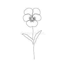 Violet flower on white stock vector. Illustration of icon - 186562410 Easy Violet Drawing, Line Art Violet Flower, Violet Outline Tattoo, Violet Flower Line Drawing, Simple Violet Drawing, Violet Drawing Simple, How To Draw A Violet Flower, Violet Line Tattoo, Violet Tattoo Simple