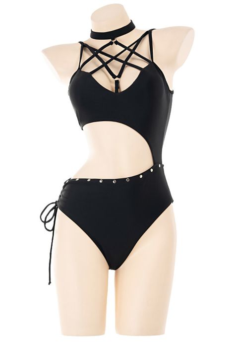 Gothic Swimsuit, Movie Inspired Outfits, Seductive Clothes, Estilo Punk, Cute Swimsuits, Simple Trendy Outfits, Really Cute Outfits, Edgy Outfits, Swimwear Outfit