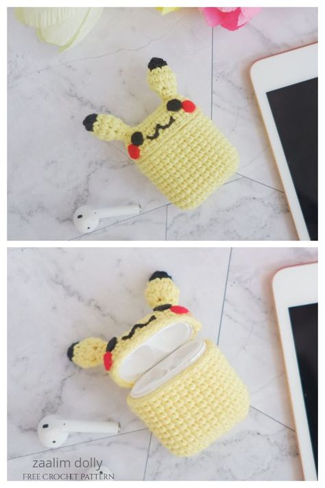 Pikachu Airpods Case Free Crochet Patterns Airpods Case Pattern Free, Airpod Case Crochet Pattern, Crochet Airpods Case Pattern Free, Crochet Case Pattern, Airpods Case Crochet, Mermaid Tail Blanket Pattern, Crochet Airpods Case, Crochet Airpods, Mermaid Tail Blanket Crochet