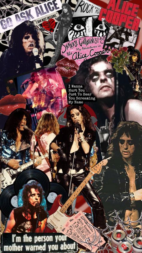 #alicecooper #vintage #red #music #quotes Alice Cooper Wallpapers, Rock Collage, Go Ask Alice, Band Wallpapers, Sports Arena, Alice Cooper, Heavy Metal Music, Good To See You, Metal Music