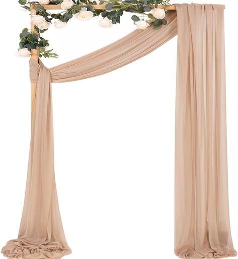 Amazon.com: MLMC Wedding Arch Draping Fabric 1 Panel of 20Ft Nude Chiffon Drapery for Ceremony Wedding Ceiling Decorations : Electronics Party Ceiling Decorations, Sheer Backdrop, Ceremony Backdrop Outdoor, Wedding Ceiling Decorations, Wedding Arch Draping, Arch Draping, Boho Wedding Backdrop, Outdoor Drapery, Wedding Arches Outdoors