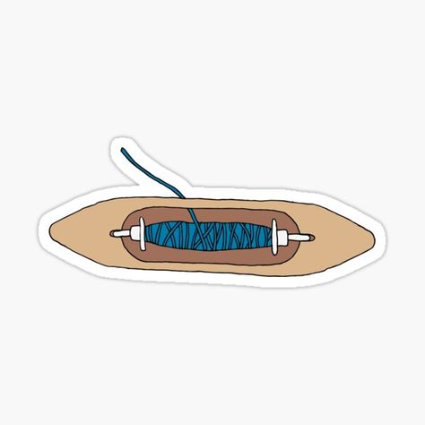 "Weaving Shuttle with Yarn Bobbin - Blue" Sticker by juliaccreates | Redbubble Weaving Shuttle, Fabric Jewelry, Sticker Design, Vinyl Decal Stickers, Vinyl Sticker, Vinyl Decal, Weaving, Water Resistant, Unique Designs