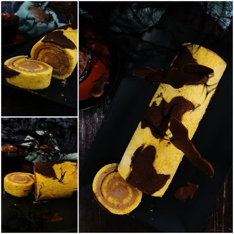 Halloween swiss roll cake Swiss Roll Cake, Swiss Roll, Roll Cake, Rolls, Halloween, Cake