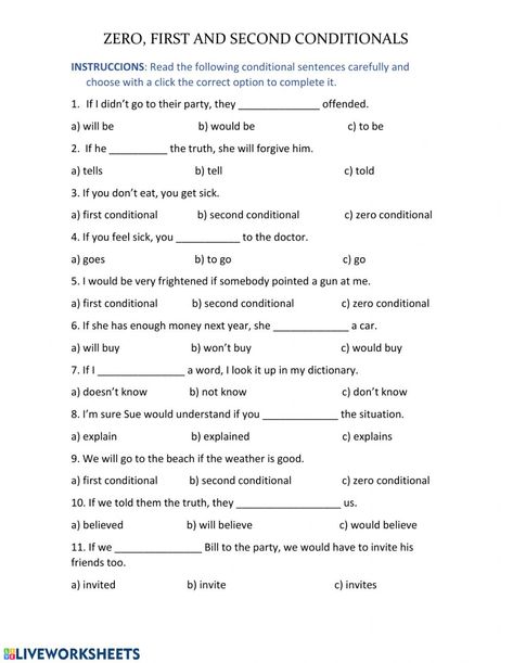 Zero, first and second conditional: Conditionals worksheet If Conditional Worksheet, Conditionals Grammar, Adjectives Exercises, Second Conditional, Conditional Sentences, English Language Learning Activities, Human Body Worksheets, English Grammar Exercises, Vocabulary Exercises