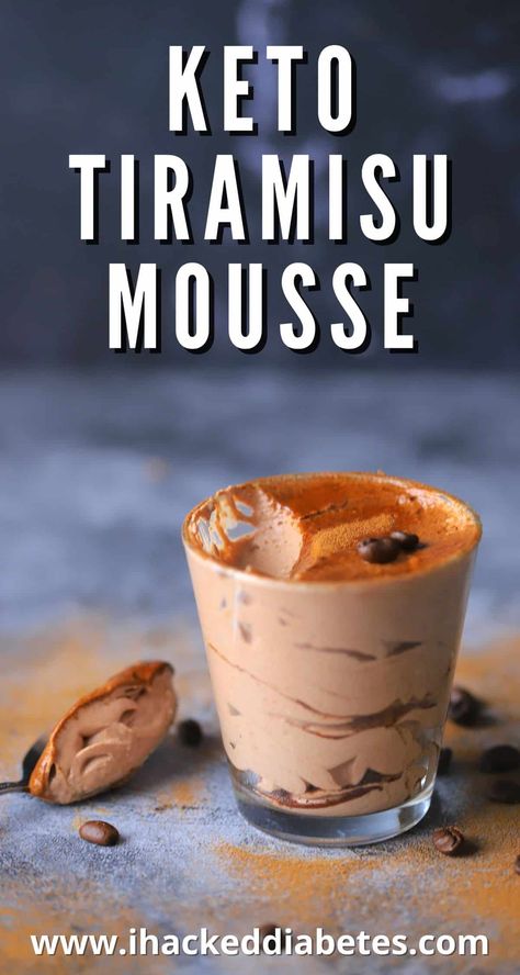 A creamy and delicious keto tiramisu mousse made with espresso, mascarpone and cocoa powder. See the recipe link for details and nutrition. Espresso Mascarpone, Tiramisu Mousse, Keto Tiramisu, Low Carb Chocolate Mousse, Keto Pudding, Mascarpone Recipes, Mascarpone Creme, Sugar Free Recipes Desserts, Desserts Keto